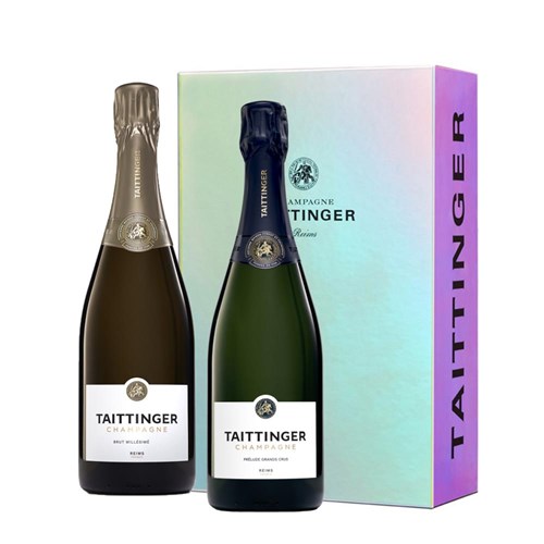 Taittinger Brut Vintage and Prelude Grand Crus in Branded Two Tone Gift Box